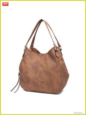 Vegan Leather Multi-Pocket Hobo Shoulder Bag Tote Purse